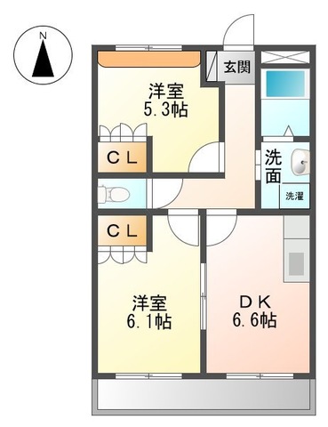 いなべ市北勢町大辻新田のアパートの間取り