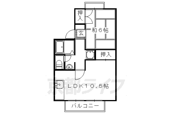 京都市北区西賀茂山ノ森町のアパートの間取り