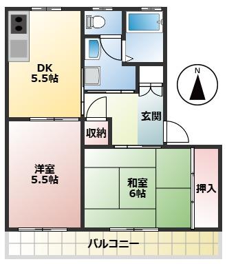 高知市神田のアパートの間取り