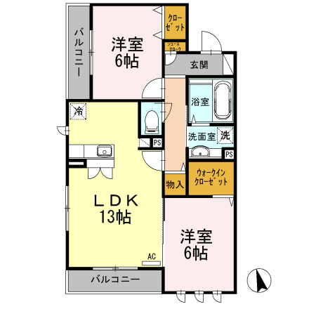 藤沢市白旗のマンションの間取り