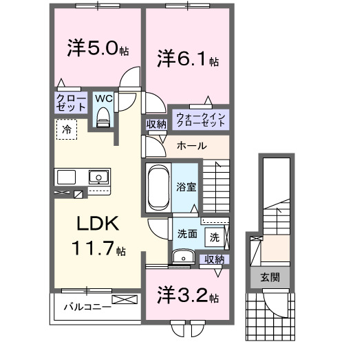 出水市平和町のアパートの間取り