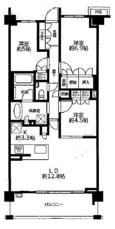 世田谷区中町のマンションの間取り