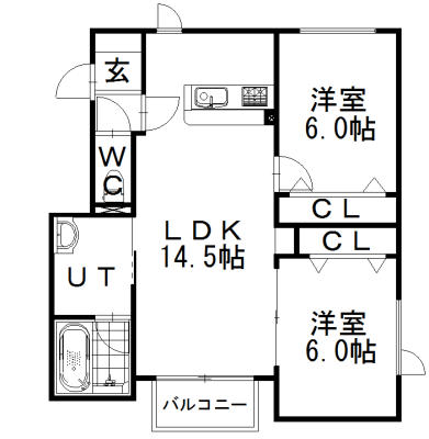 札幌市北区屯田九条のアパートの間取り