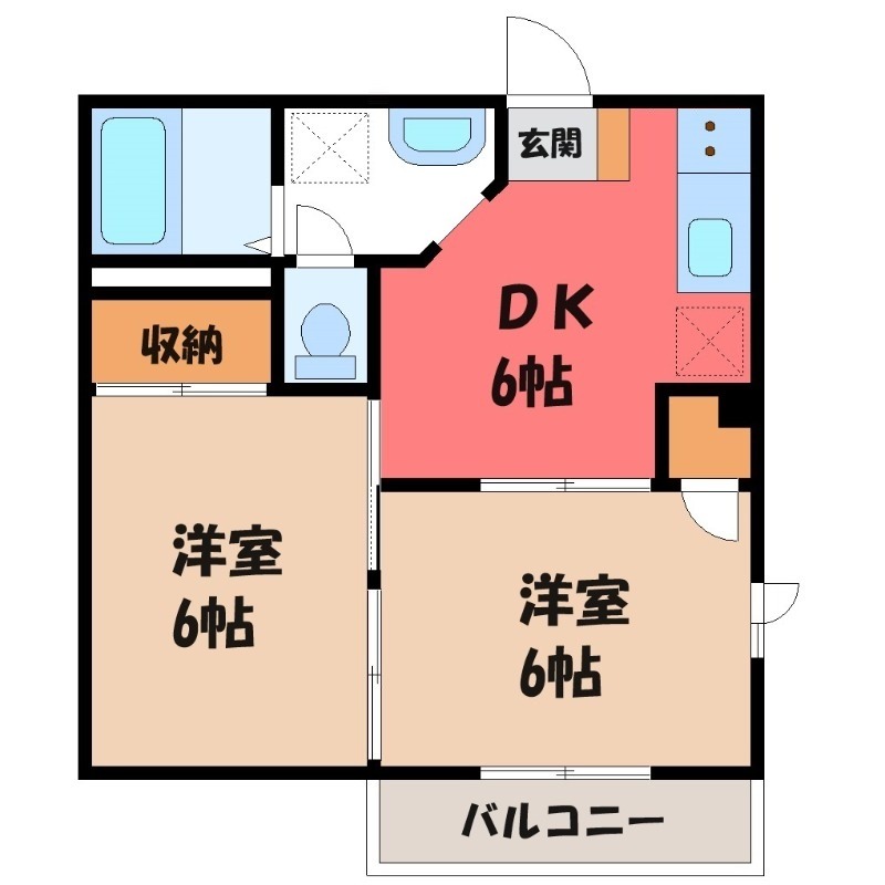 伊勢崎市寿町のアパートの間取り