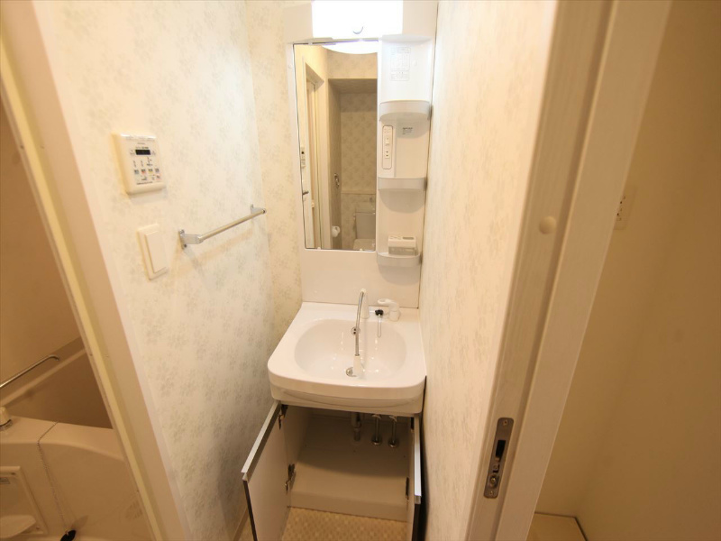 洗面設備　脱衣所　独立洗面台（シャンプードレッサー付）収納スペース有