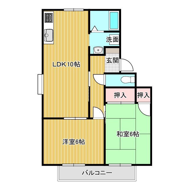 ＪＲ山陽本線 土山駅 徒歩6分 2階建 築34年の間取り写真