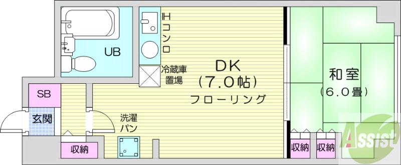 地下鉄東西線 西１１丁目駅 徒歩11分 15階建 築35年の間取り写真