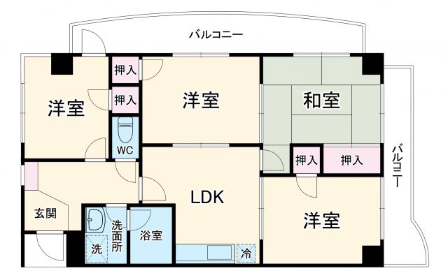 岐阜市西鶉のマンションの間取り