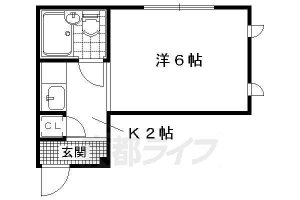 京都市左京区新生洲町のマンションの間取り