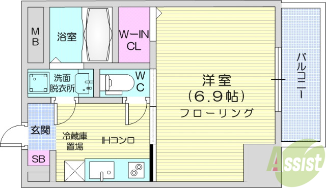 仙台市青葉区大町のマンションの間取り