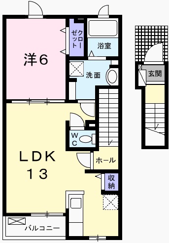 姫路市香寺町中仁野のアパートの間取り