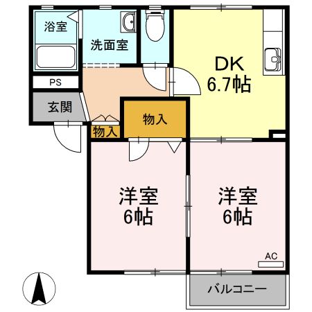 岐阜市西荘のアパートの間取り