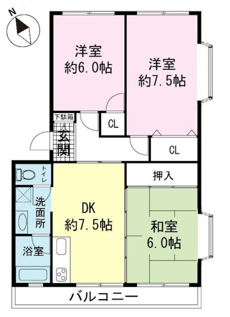 御殿場市茱萸沢のマンションの間取り