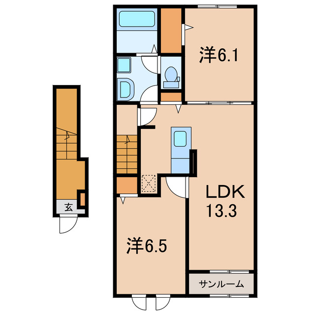 大沼郡会津美里町字新町のアパートの間取り