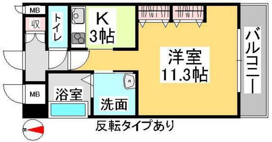 岡山市北区中井町のマンションの間取り