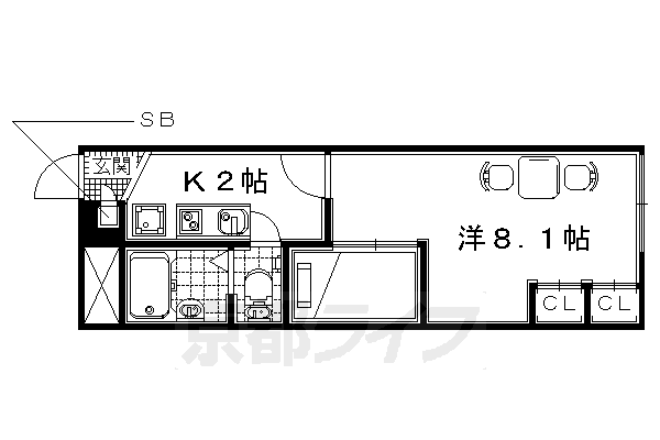 八幡市八幡五反田のアパートの間取り