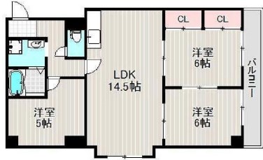 神戸市中央区楠町のマンションの間取り