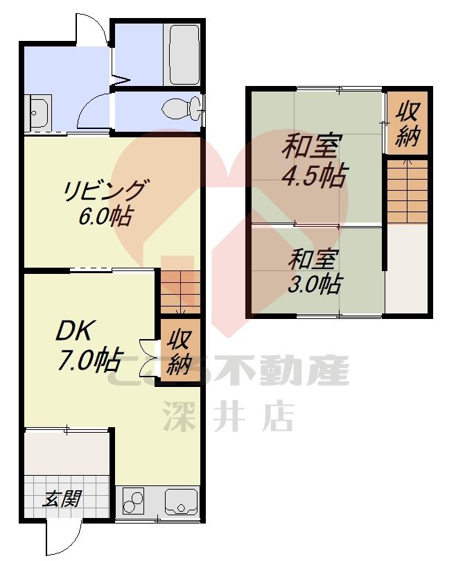 大阪市都島区毛馬町1丁目貸家の間取り