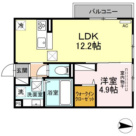 熊本市北区八景水谷のアパートの間取り