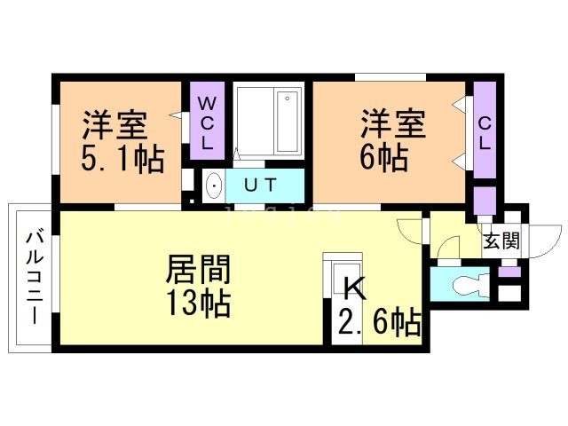 札幌市厚別区厚別西二条のマンションの間取り