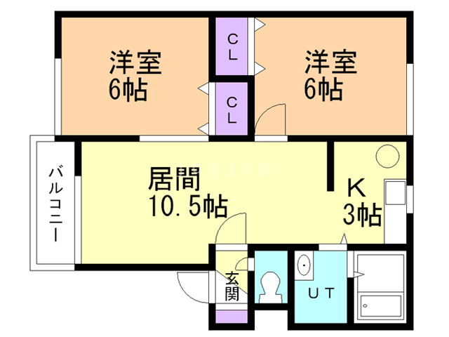 札幌市白石区川北二条のアパートの間取り