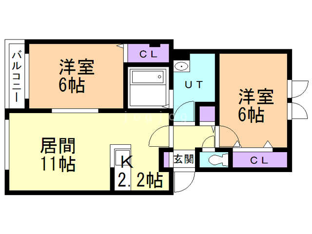 札幌市北区新琴似三条のアパートの間取り