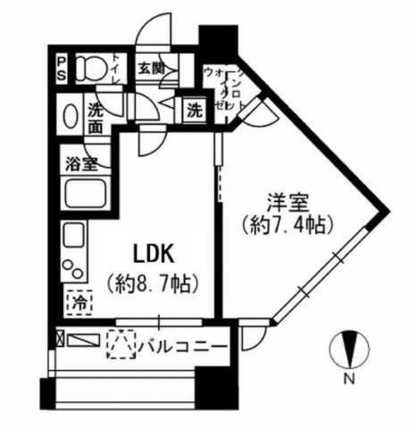 新宿区市谷本村町のマンションの間取り