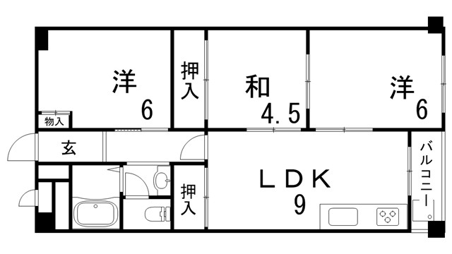 夢野ハイタウン1号棟の間取り