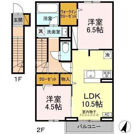 流山市市野谷のアパートの間取り