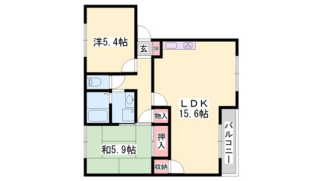 ザックス英賀保　C棟の間取り