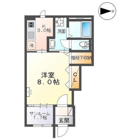 富山市奥井町のアパートの間取り