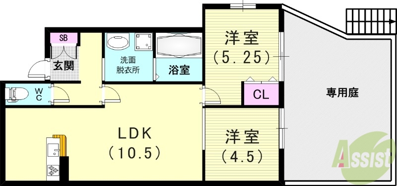 神戸市長田区長田天神町のアパートの間取り