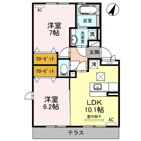 菊池郡菊陽町武蔵ヶ丘北のアパートの間取り