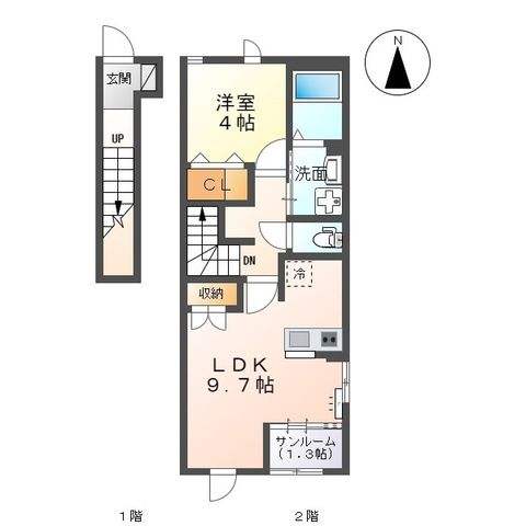 富山市平吹町のアパートの間取り