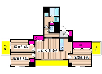 クロスレジデンス大阪新町の間取り写真