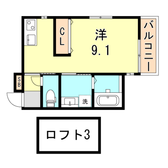 神戸市長田区房王寺町のアパートの間取り