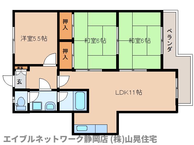 静岡市葵区平和のマンションの間取り