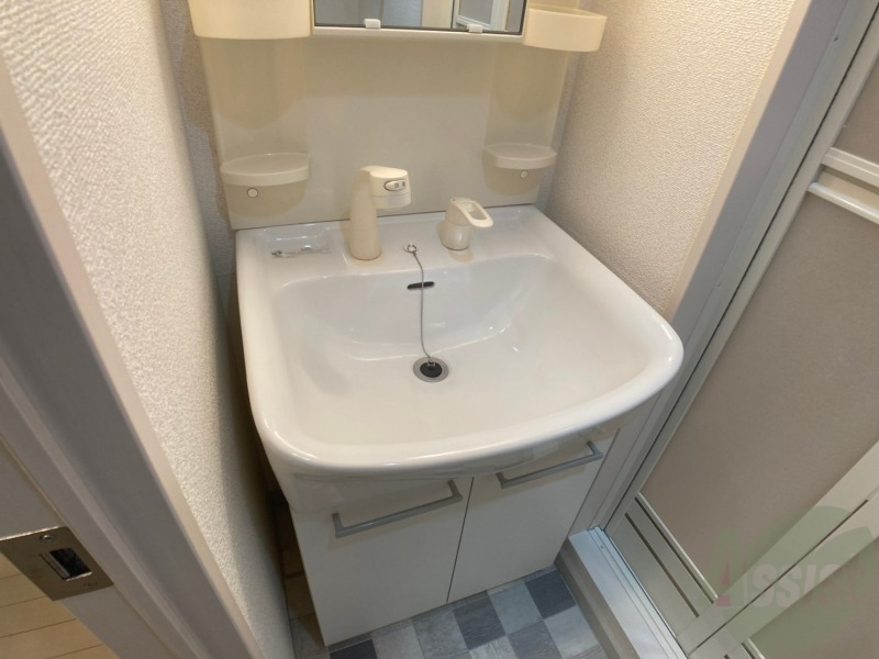 洗面設備　独立洗面台です。大きくてよいですね。シャンプーもできます。