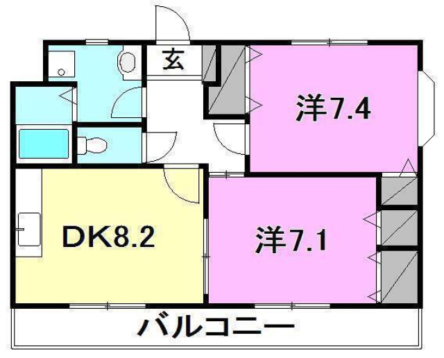 松山市新石手のマンションの間取り