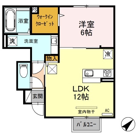 新発田市中曽根町のアパートの間取り