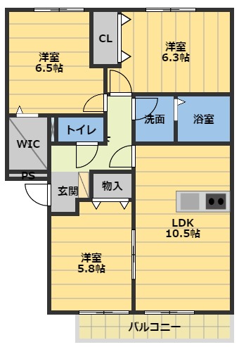 【フローラＭ　Bの間取り】