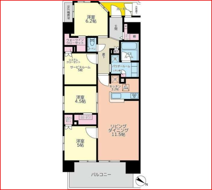 千葉市中央区新宿のマンションの間取り