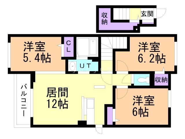 【札幌市北区拓北四条のアパートの間取り】