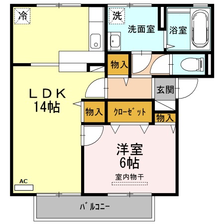 岡山市南区浦安西町のアパートの間取り