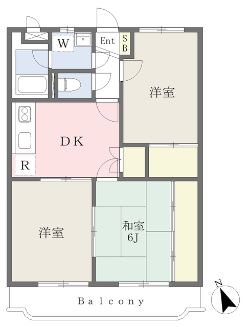 松山市竹原のマンションの間取り