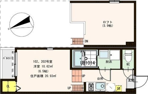 豊中市宝山町のアパートの間取り