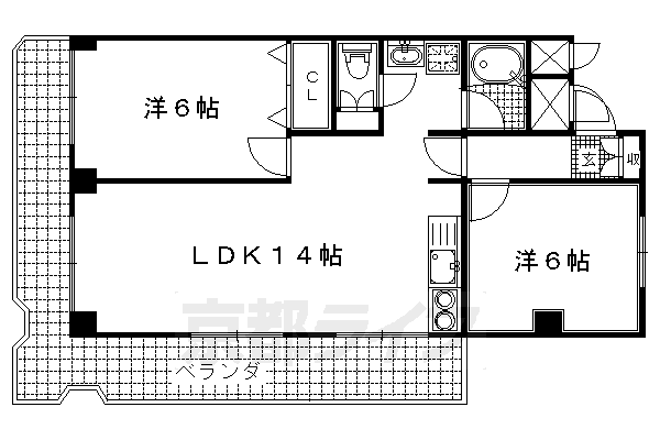 京都市伏見区横大路朱雀のマンションの間取り