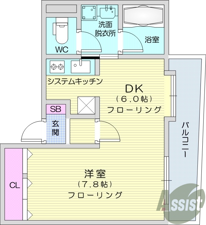 仙台市太白区青山のマンションの間取り