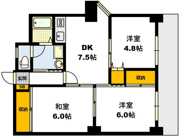 【広島市中区住吉町のマンションの間取り】