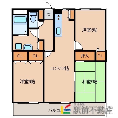 太宰府市観世音寺のマンションの間取り